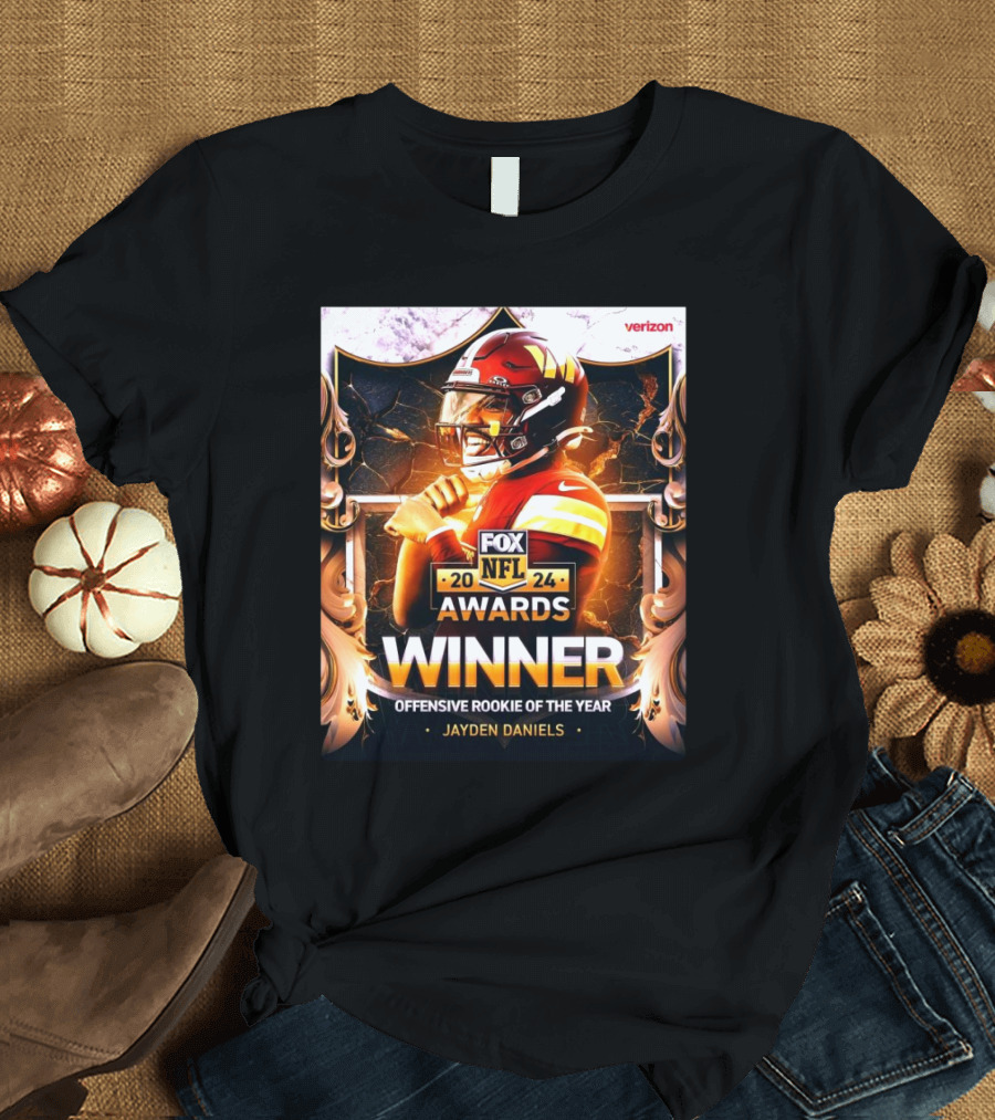Verizon NFL Awards 2024 Jayden Daniels Winner Offensive Rookie of the Year Fox T-Shirt