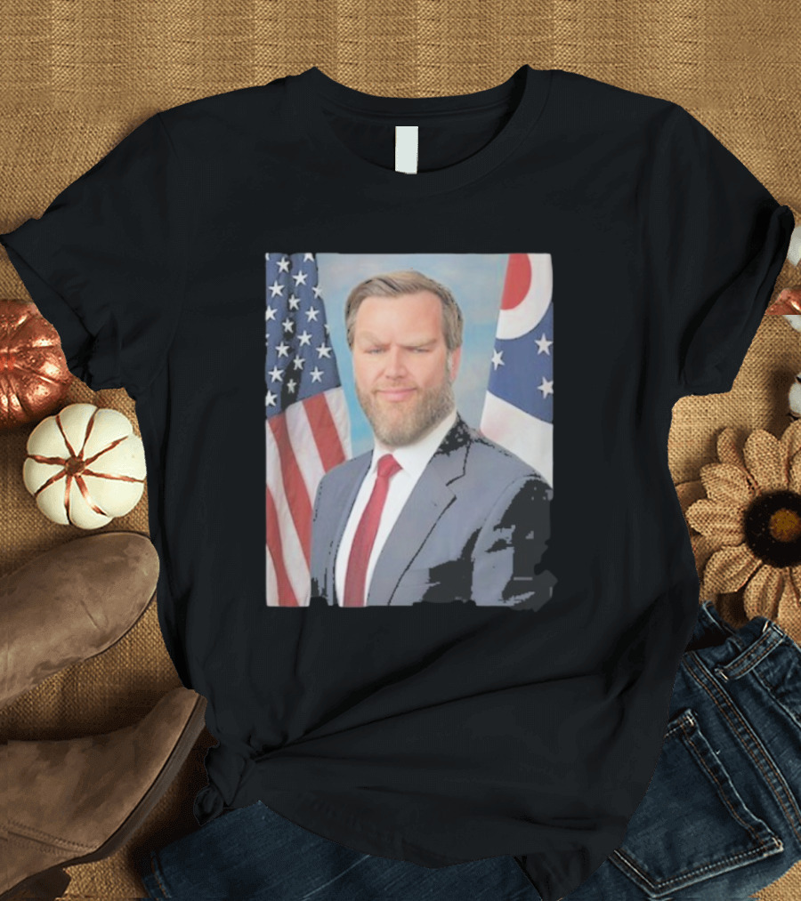 Jd Vance Giga Chad Meme American Flag Ohio Flag Background T-Shirt