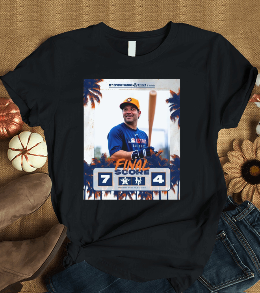 Spring Training Jose Altuve Houston Astros vs New York Mets Final Score Cacti Park Palm Beaches 7-4 T-Shirt