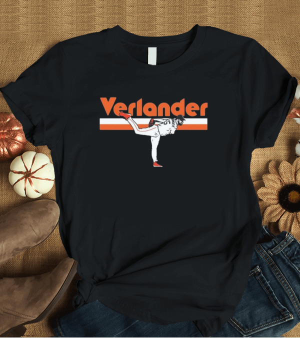 T-Shirt: Verlander Pitcher Pose San Francisco 35 Orange White Baseball T-Shirt Verlander Pitcher Pose San Francisco 35 Orange White Baseball T-Shirt