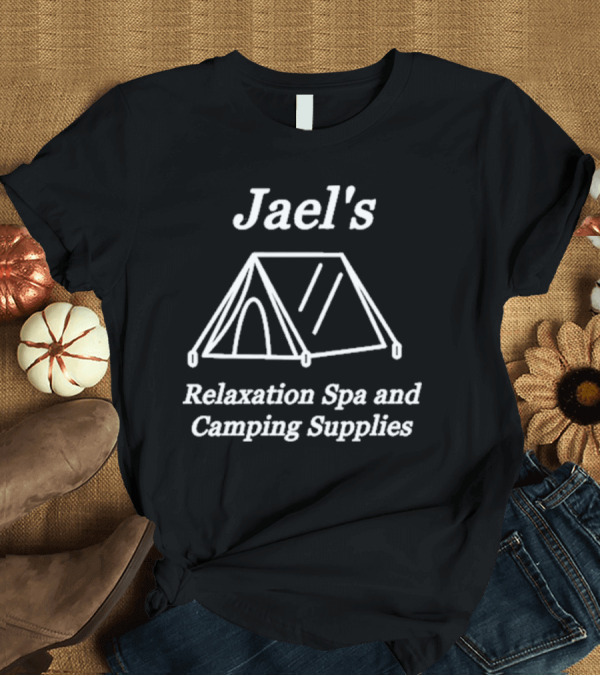 T-Shirt: Jael's Relaxation Spa and Camping Supplies Tent Illustration T-Shirt Jael's Relaxation Spa and Camping Supplies Tent Illustration T-Shirt