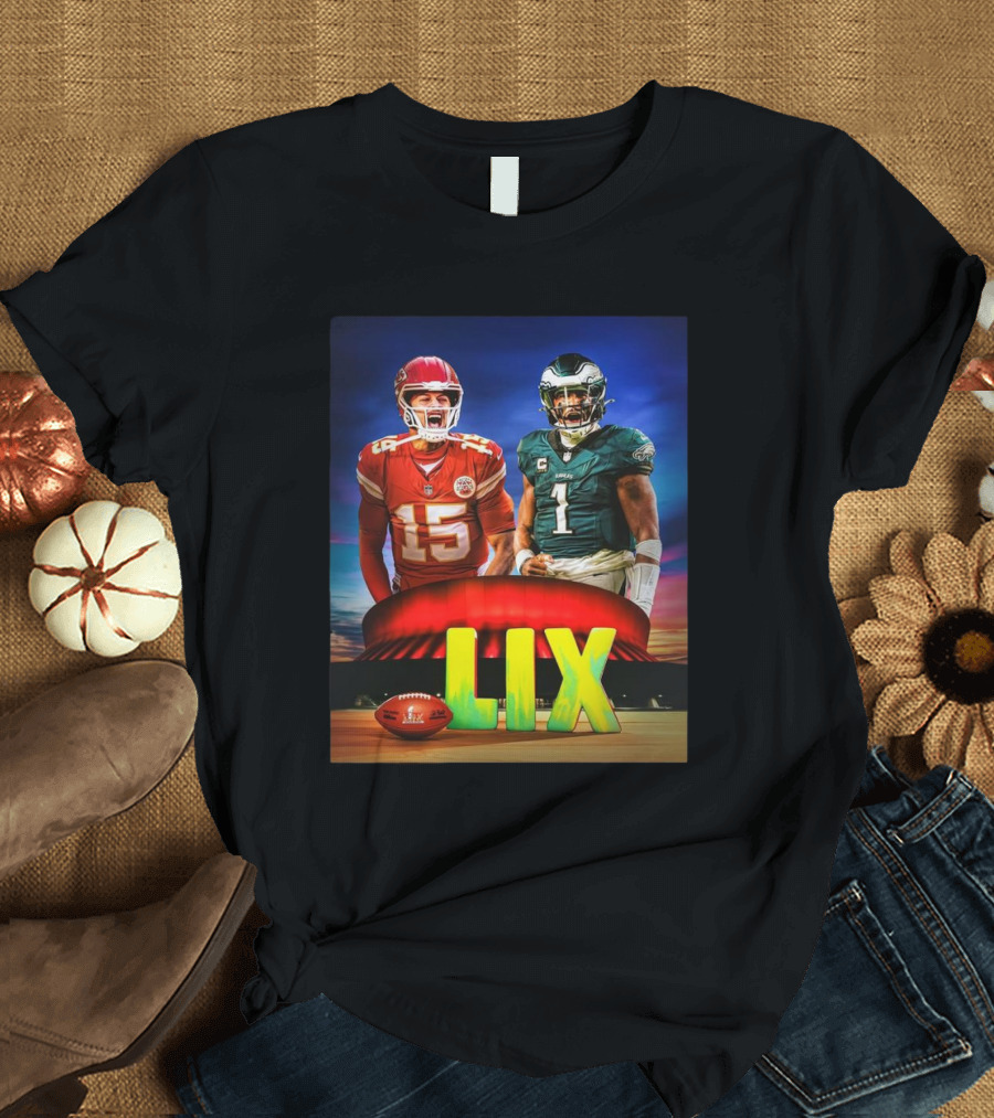 Kansas City Chiefs Patrick Mahomes vs Philadelphia Eagles Jalen Hurts Super Bowl LIX T-Shirt
