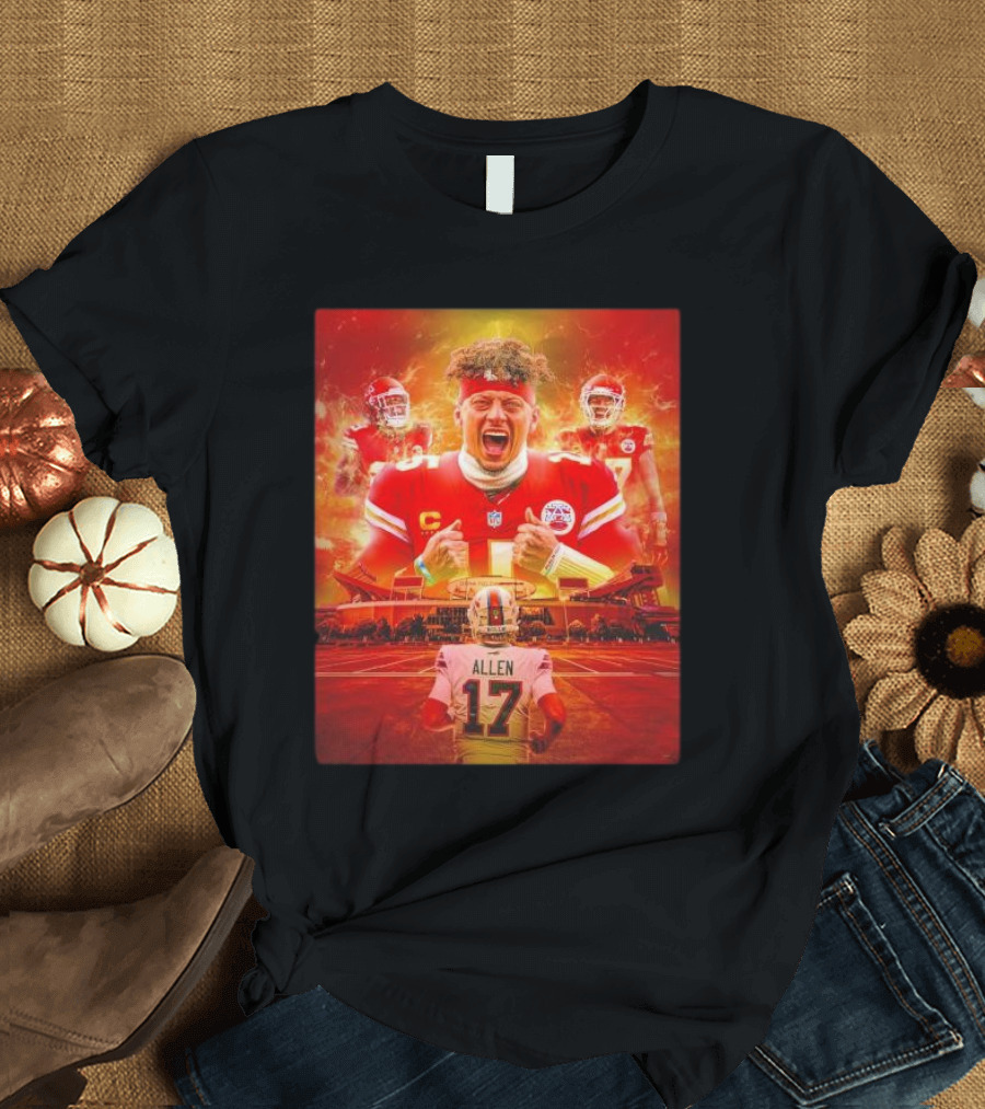 Kansas City Chiefs AFC Champions Mahomes vs Allen Stadium Showdown T-Shirt