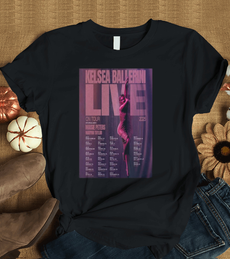 Kelsea Ballerini Live Tour 2025 Maisie Peters Marynn Taylor Concert Dates T-Shirt