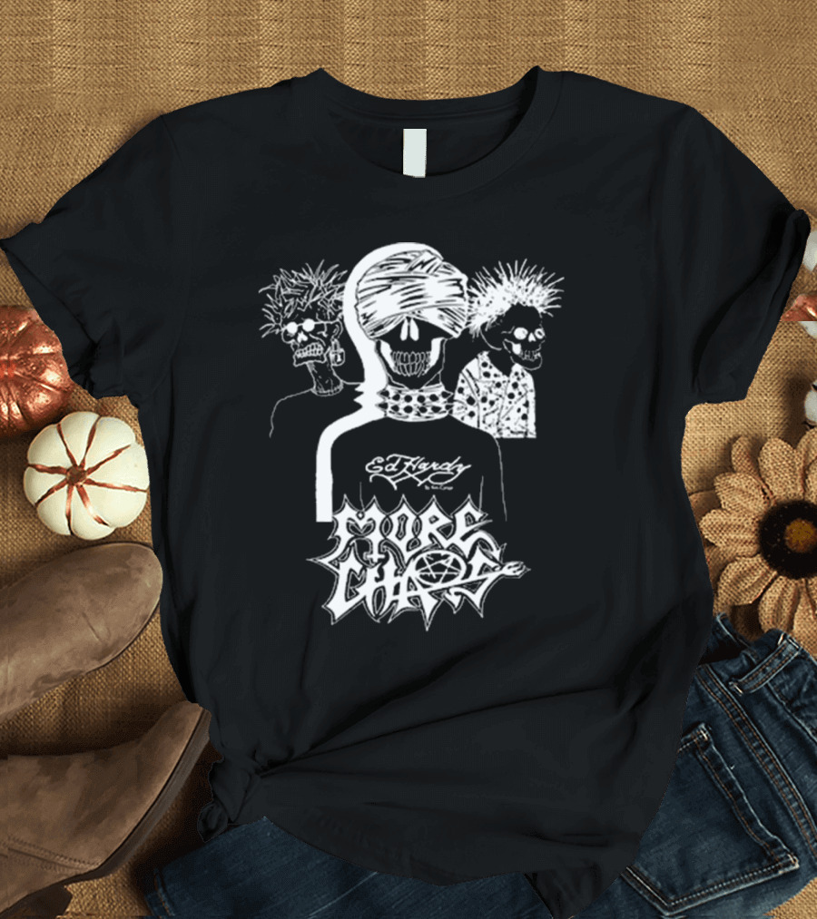 Ken Carson Ed Hardy More Chaos Friends Skulls Retro Punk Style T-Shirt