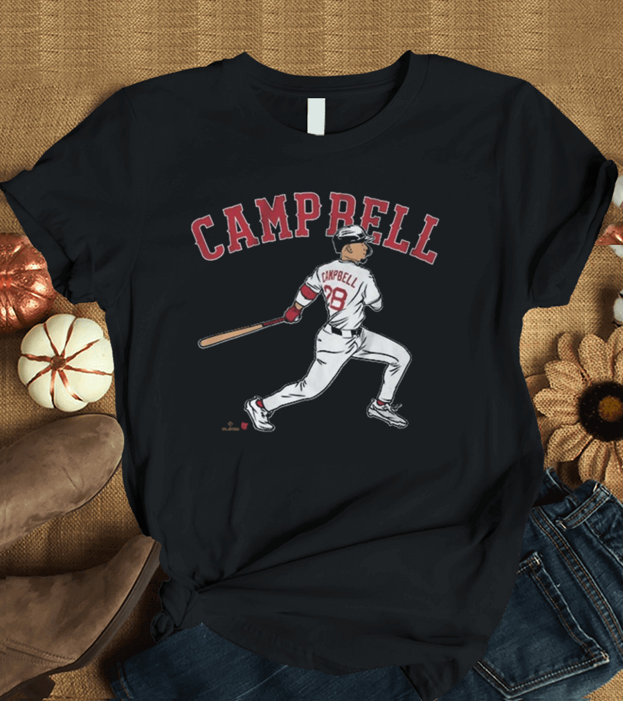 CAMPBELL 28 Baseball Player Swing Illustration T-Shirt