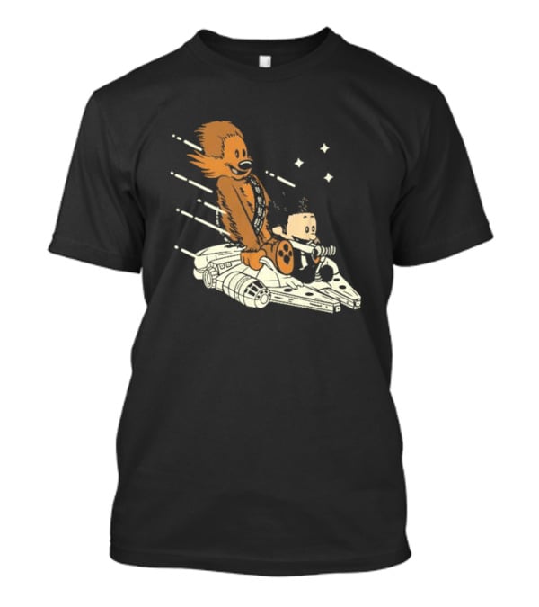 Less Than 12 Parsecs Chewbacca And Calvin Style Space Adventure T-Shirt
