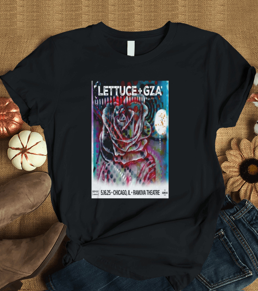 LETTUCE + GZA May 16 2025 Chicago IL Ramova Theatre Rose Artwork T-Shirt
