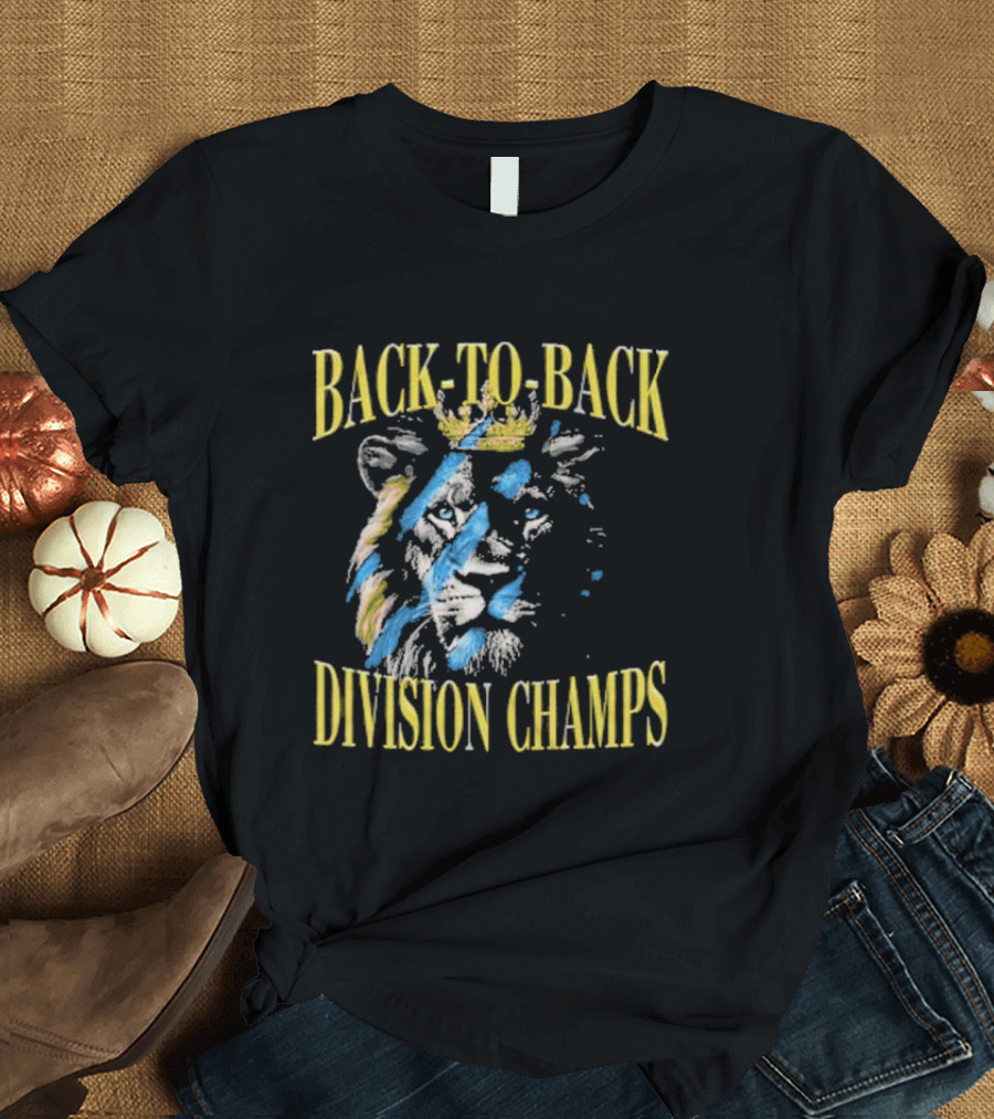 Back To Back Division Champs Lion with Crown Stripes T-Shirt