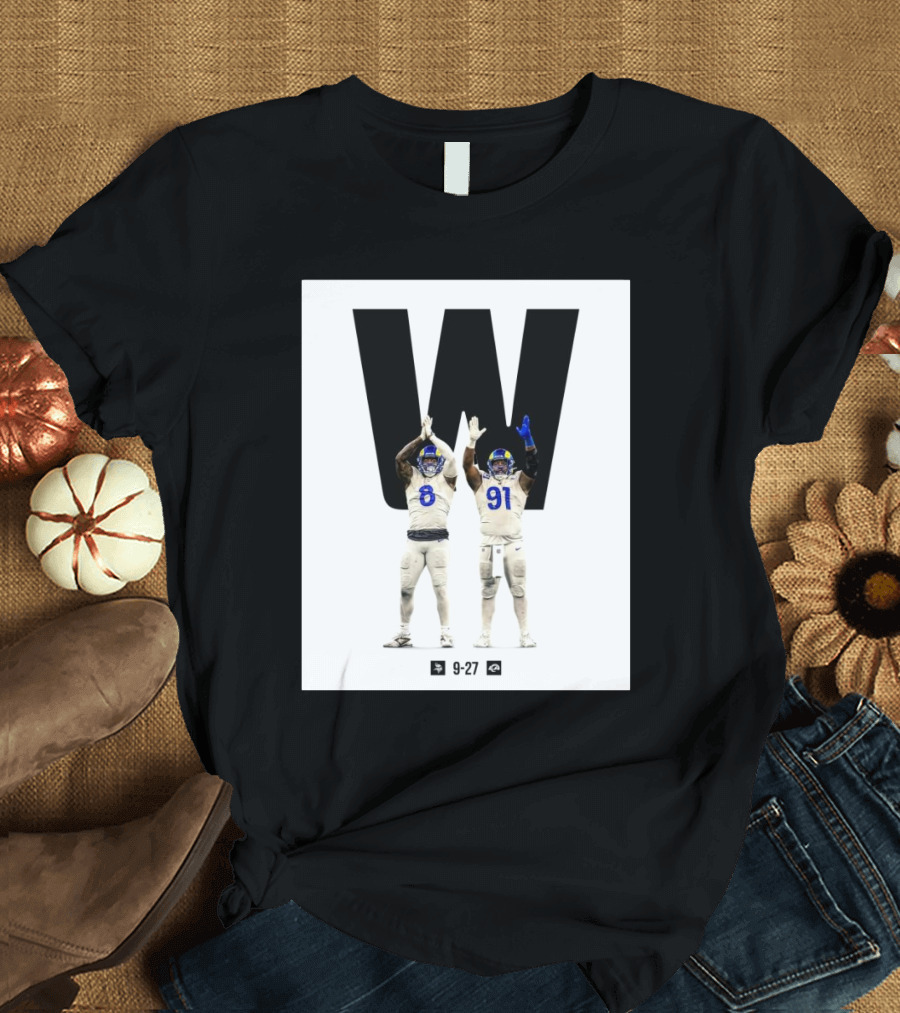 Los Angeles Rams Victory Over Minnesota Vikings 27-9 Featuring Iconic Players on Field T-Shirt