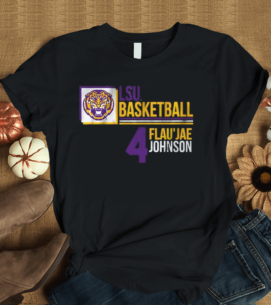 LSU Basketball Flau’Jae Johnson 4 Tiger Logo T-Shirt