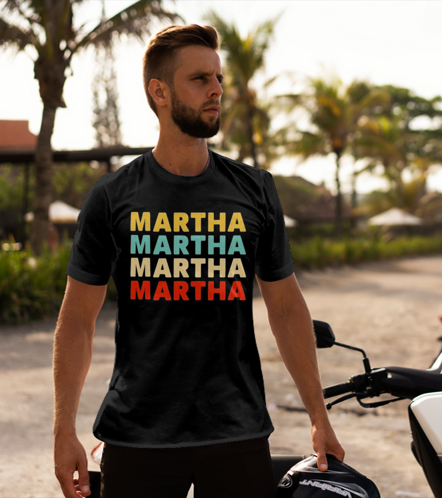 Martha Martha Martha Martha Text Graphic Colorful Block Letters T-Shirt