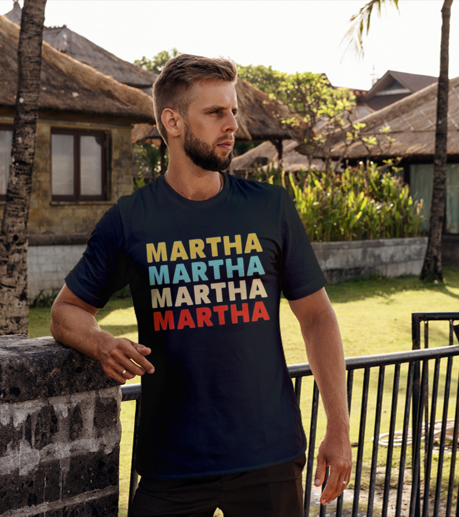 Martha Martha Martha Martha Text Graphic Colorful Block Letters T-Shirt