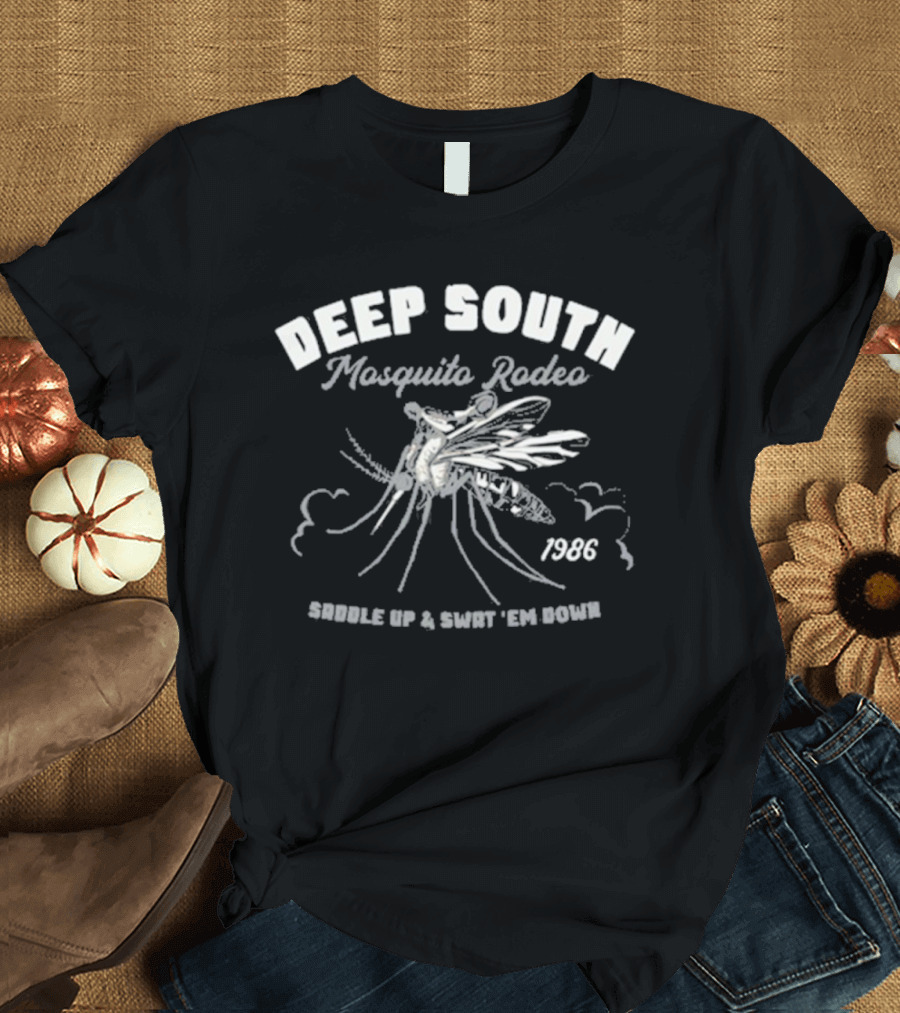 Deep South Mosquito Rodeo Saddle Up and Swat 'Em Down 1986 T-Shirt