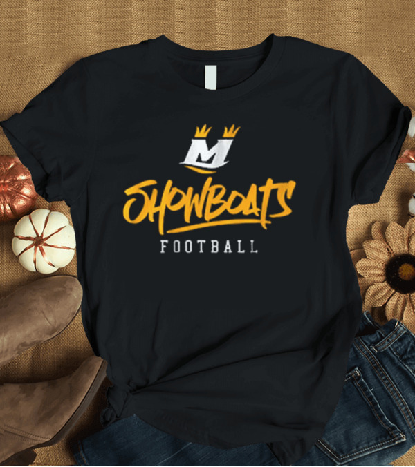 T-Shirt: Showboats Football Memphis M Crown Stylized Text T-Shirt Showboats Football Memphis M Crown Stylized Text T-Shirt