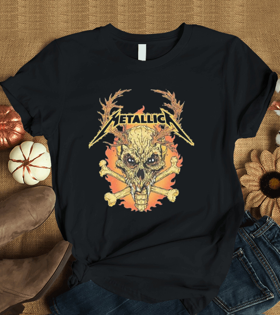 Metallica M72 World Tour 2025 Skull Antlers Crossbones Art T-Shirt