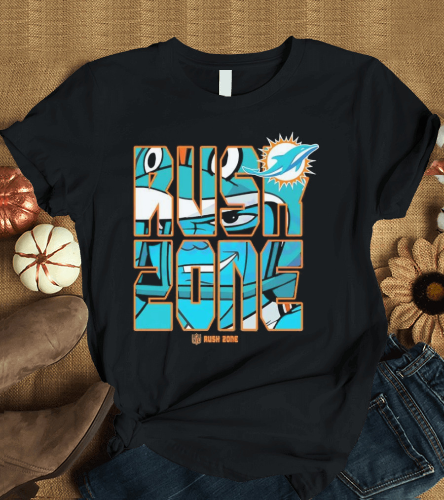 Miami Dolphins NFL Rush Zone Cartoon Football T-Shirt