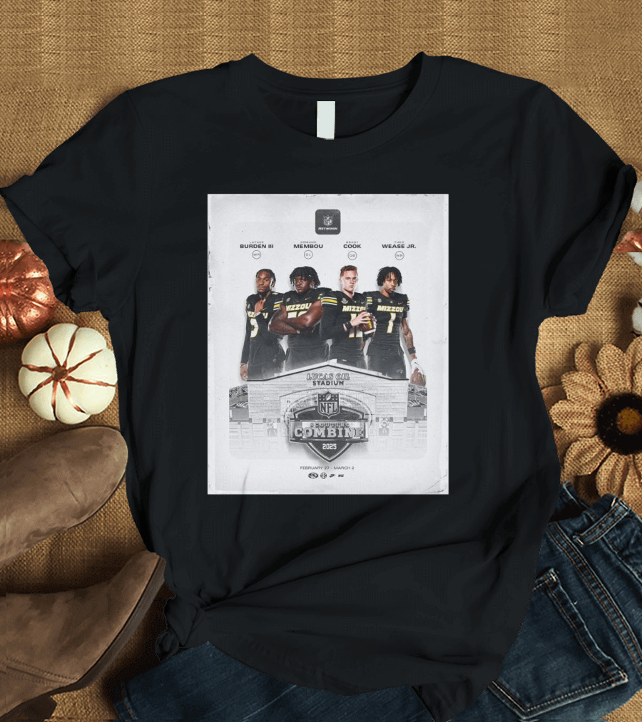 Lucas Oil Stadium NFL Scouting Combine 2025 Missouri Football Luther Burden III Armand Membou Brady Cook Theo Wease Jr. T-Shirt