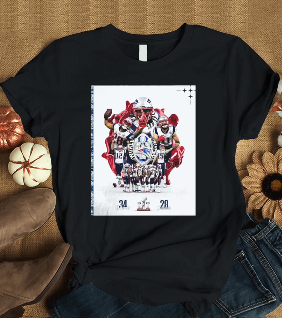 New England Patriots 34 – 28 Atlanta Falcons Super Bowl LI The Greatest Comeback In Super Bowl History T-Shirt