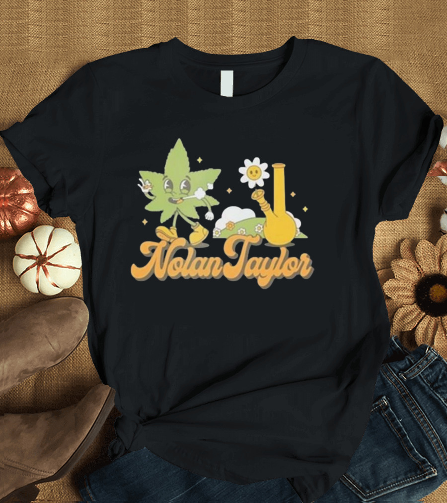 Nolan Taylor 420 Leaf and Bong with Happy Flower T-Shirt