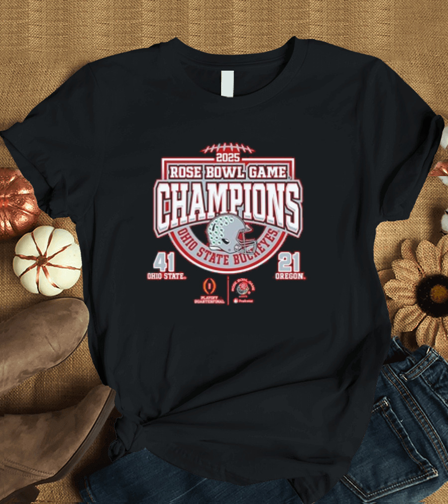 2025 Rose Bowl Game Champions Ohio State Buckeyes 41-21 Oregon T-Shirt