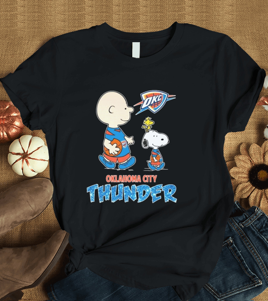 Oklahoma City Thunder Peanuts Snoopy 2025 OKC Basketball Woodstock T-Shirt