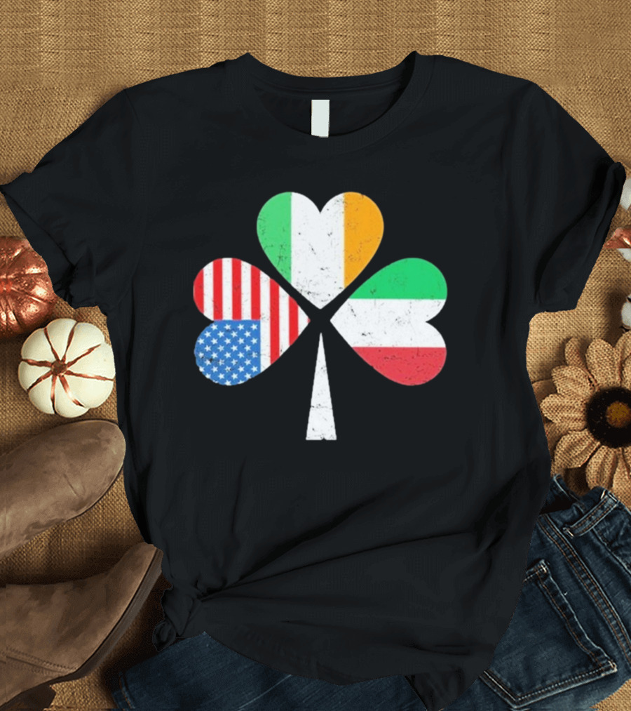 PatrickS Day Clover Ireland USA Italy Flag Trio T-Shirt