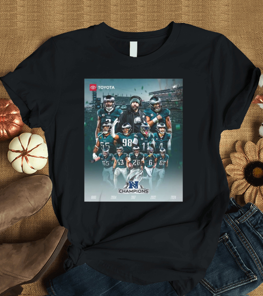 Philadelphia Eagles NFC Champions 1980 2004 2017 2022 2024 T-Shirt