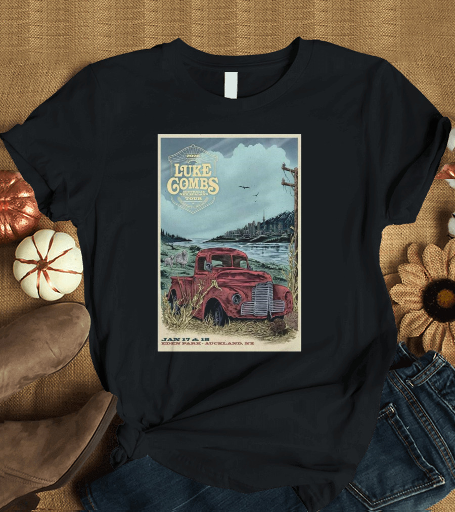 Luke Combs 2025 Australasia New Zealand Tour Auckland Eden Park Jan 17-18 Event T-Shirt