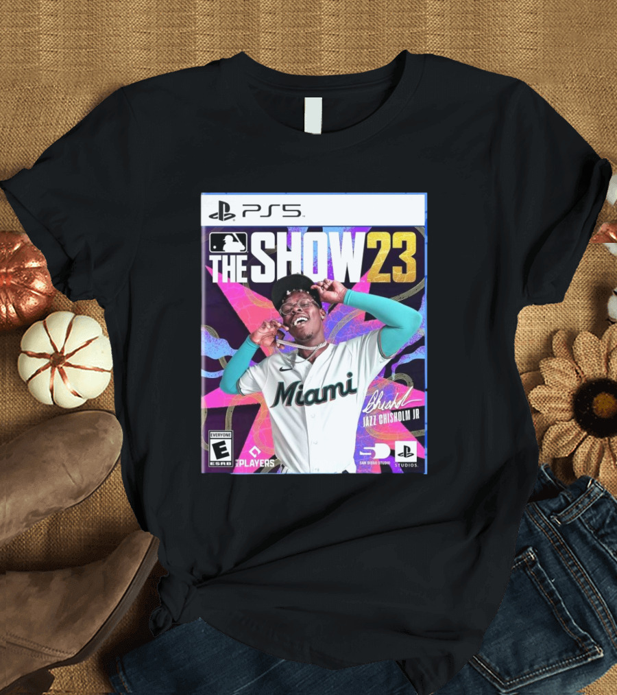 PS5 MLB The Show 23 Jazz Chisholm JR Miami Marlins Cover Art T-Shirt