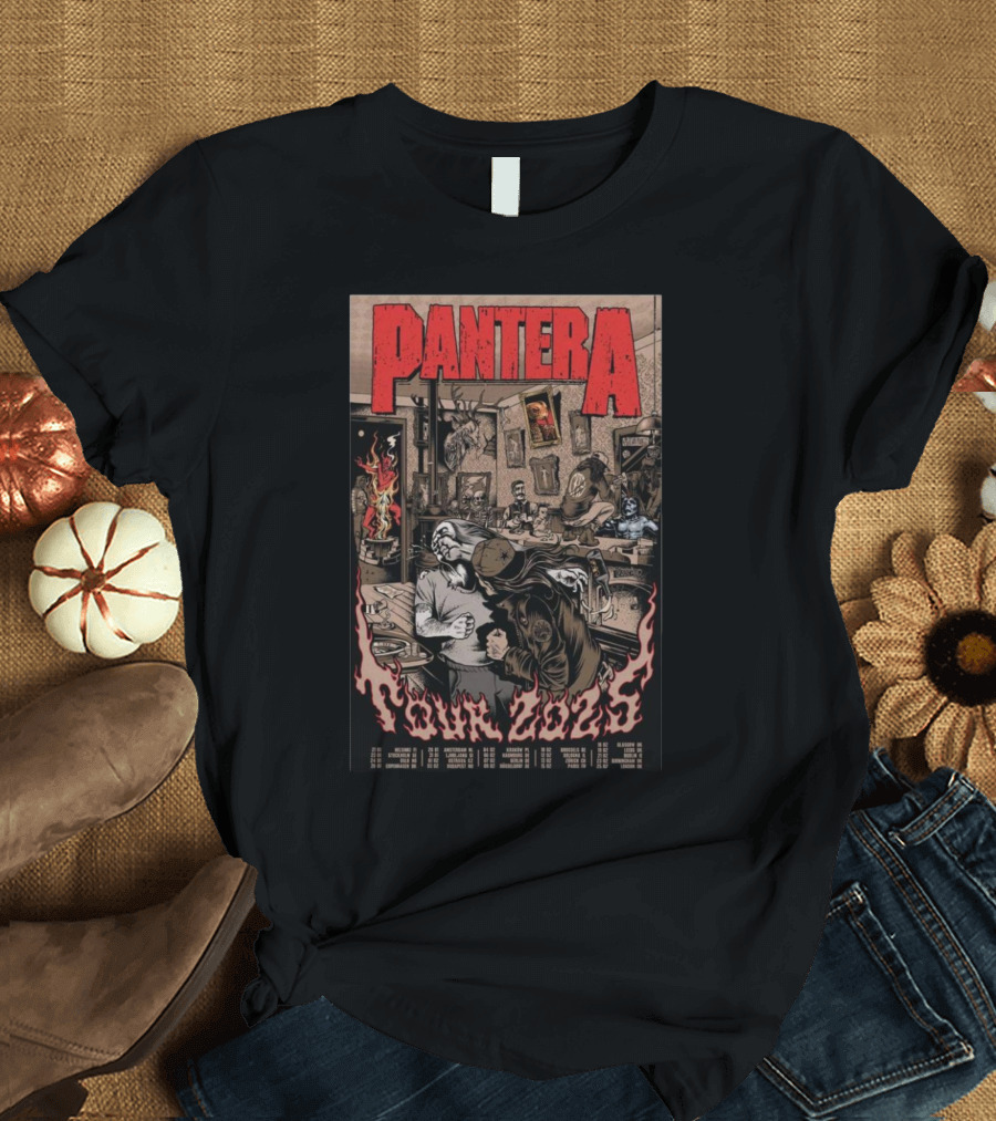 Pantera Tour 2025 with Brussels Bologna Zurich Dates T-Shirt