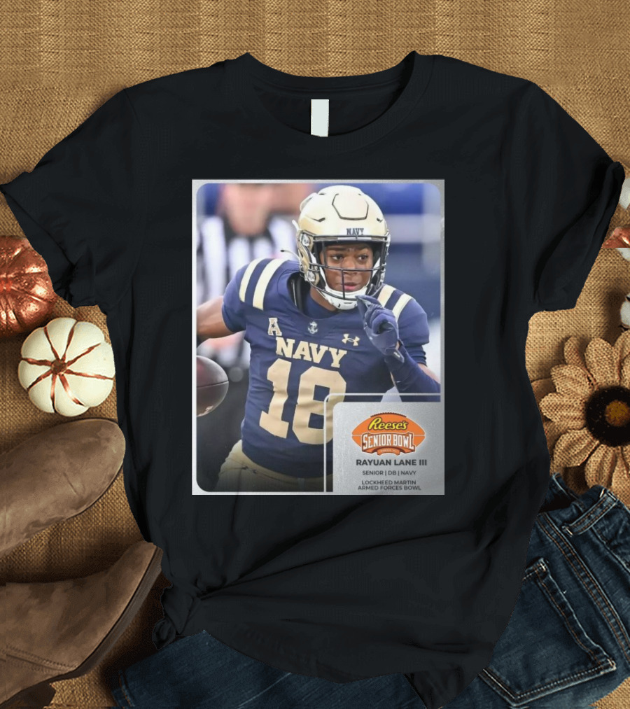 Reese's Senior Bowl Rayuan Lane III Navy Football Lockheed Martin Armed Forces Bowl T-Shirt