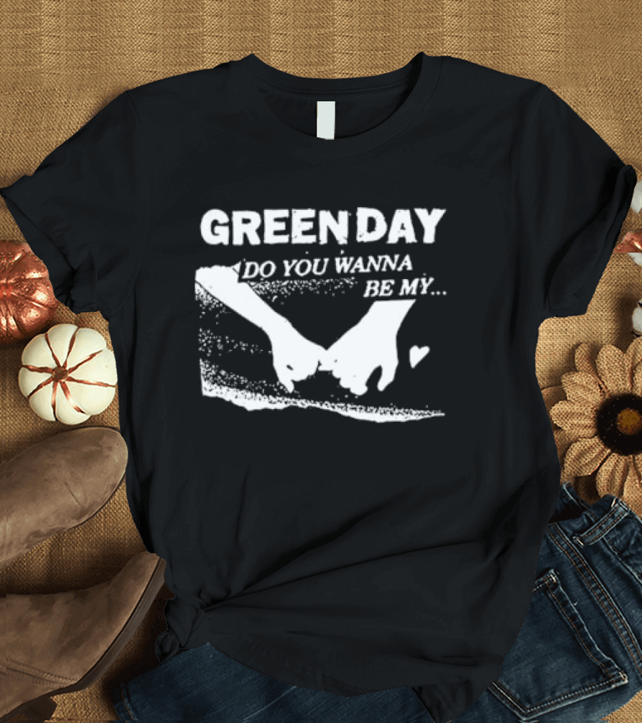 Green Day Do You Wanna Be My Valentine's Day Hand Holding Hearts T-Shirt
