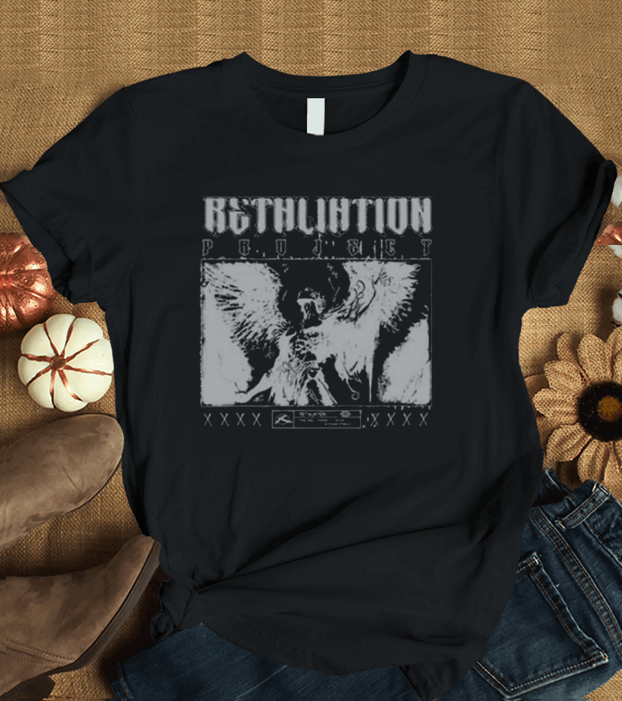 Absolution Project Winged Figure Skull Motif XXXX Fear Retaliation T-Shirt