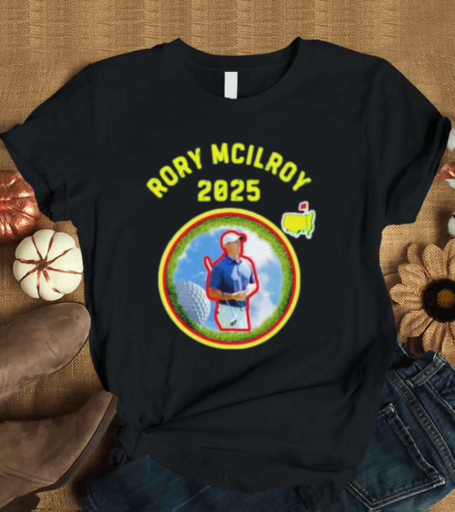 Rory McIlroy 2025 Masters Tournament Vintage Golf Circle Clouds Fairway T-Shirt