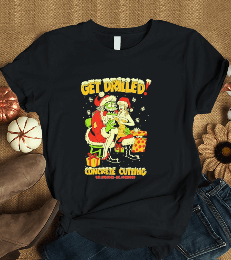 Get Drilled Santa Concrete Cutting Christmas 2024 T-Shirt