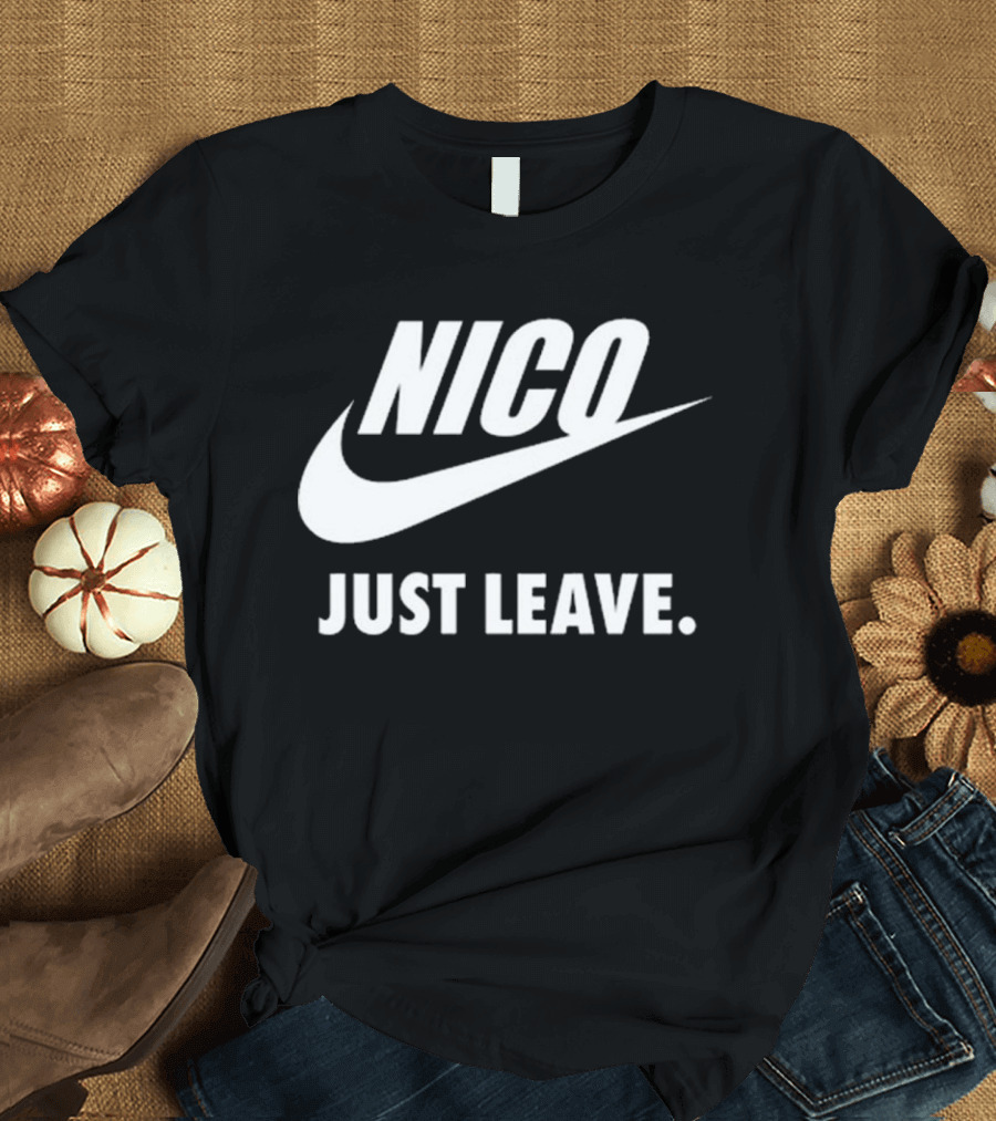 Nico Just Leave Swoosh Parody T-Shirt
