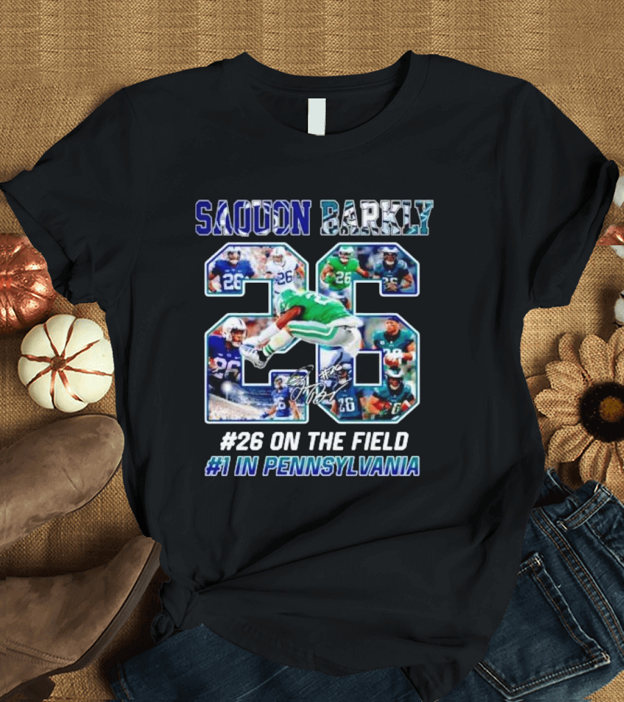 Saquon Barkley 26 on the Field 1 in Pennsylvania Sports Tribute T-Shirt