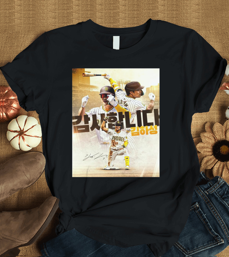 San Diego Padres Ha-Seong Kim 감사 합니다 김하성 Signature From San Diego To Seoul Thank You For The Memories T-Shirt