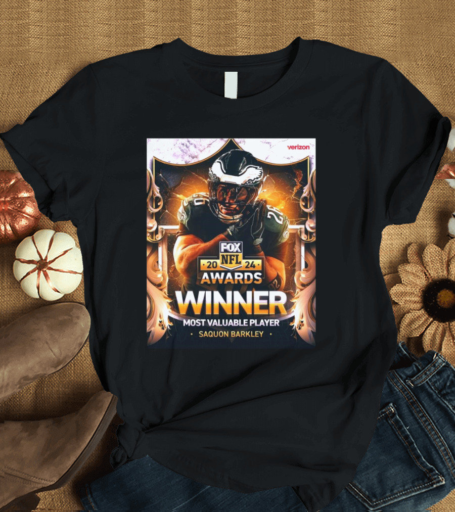 FOXNFL 2024 Awards Saquon Barkley Philadelphia Eagles Winner Most Valuable Player T-Shirt