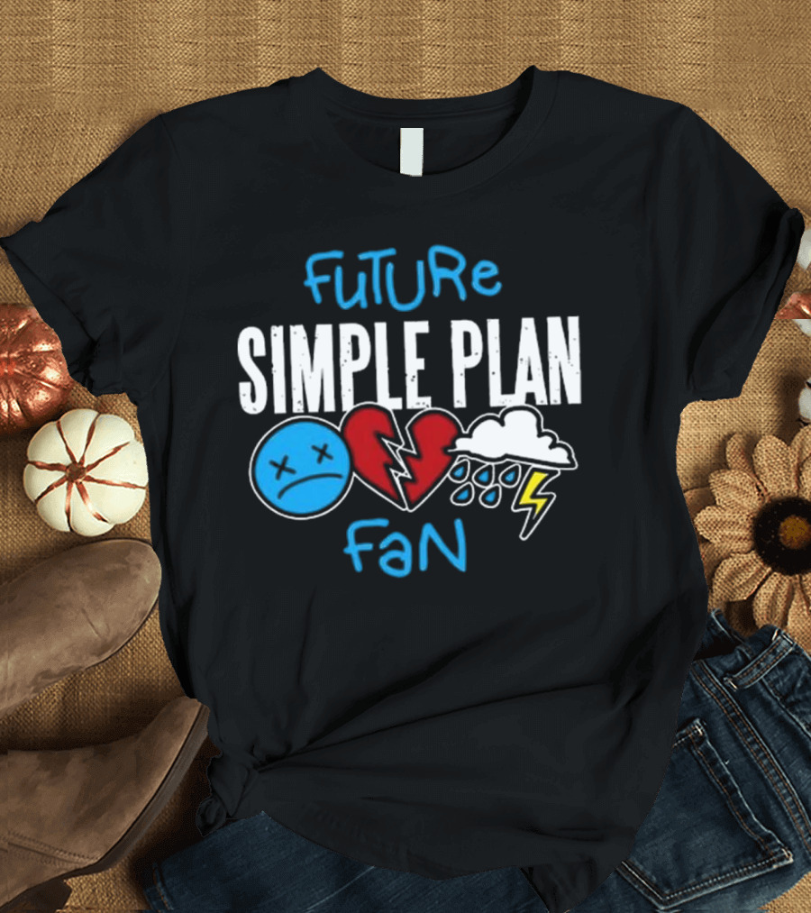 Future Simple Plan Fan with Emojis of Heart and Lightning Cloud T-Shirt