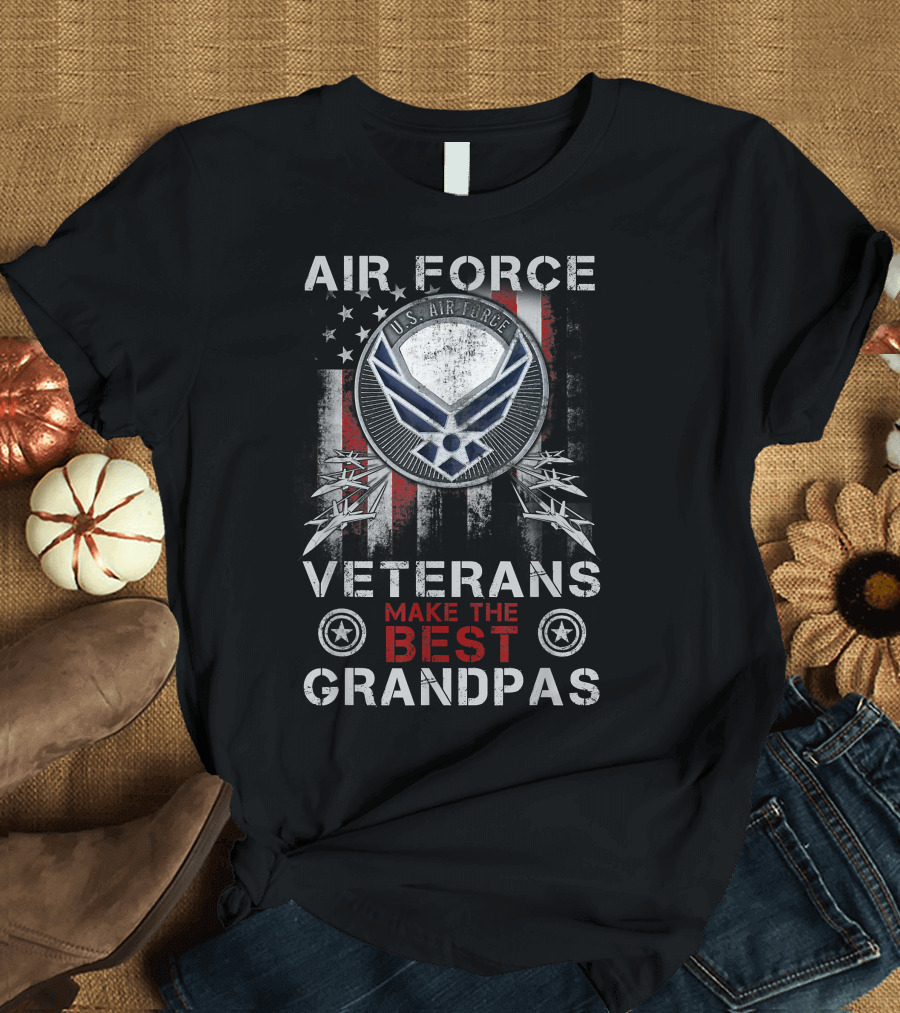 U.S. Air Force Veterans Make the Best Grandpas with American Flag T-Shirt