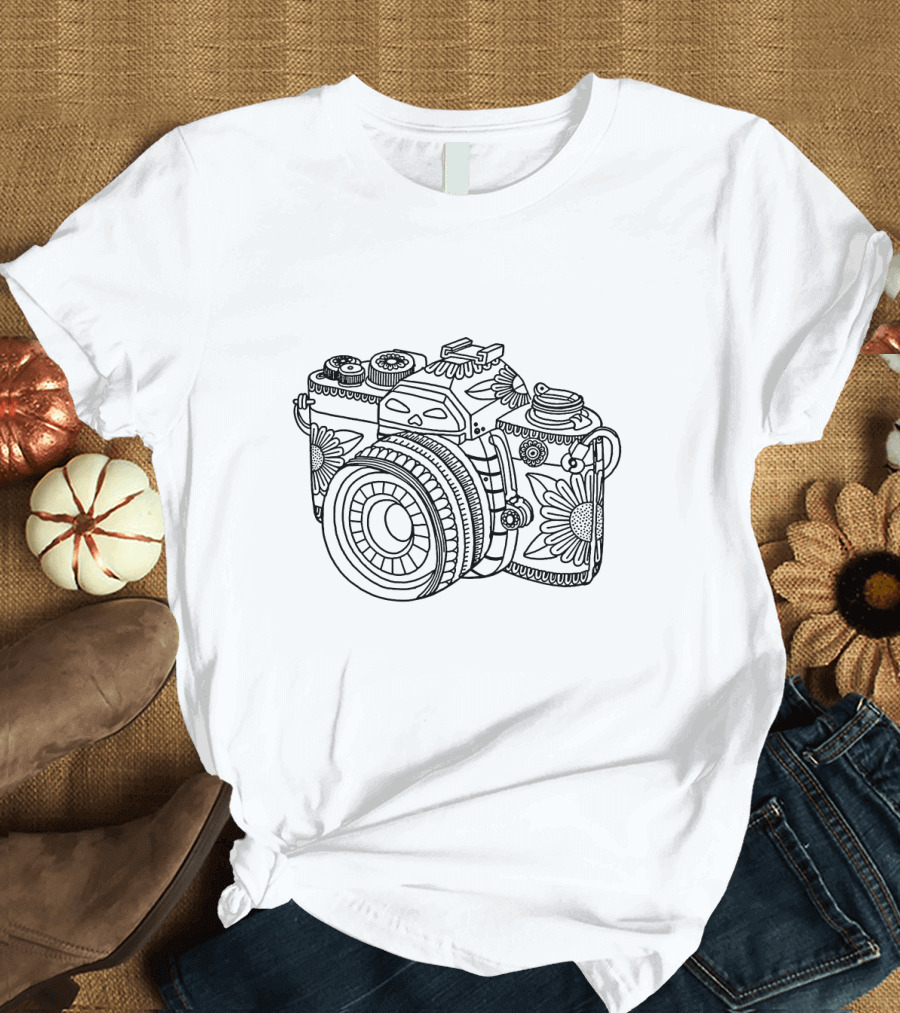 Camera Flower Pattern for Photographer's Aesthetic T-Shirt