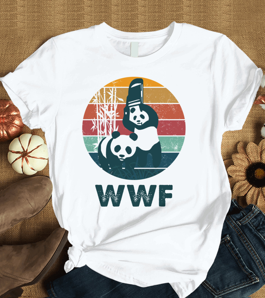 WWF Panda Retro Bamboo Scene T-Shirt