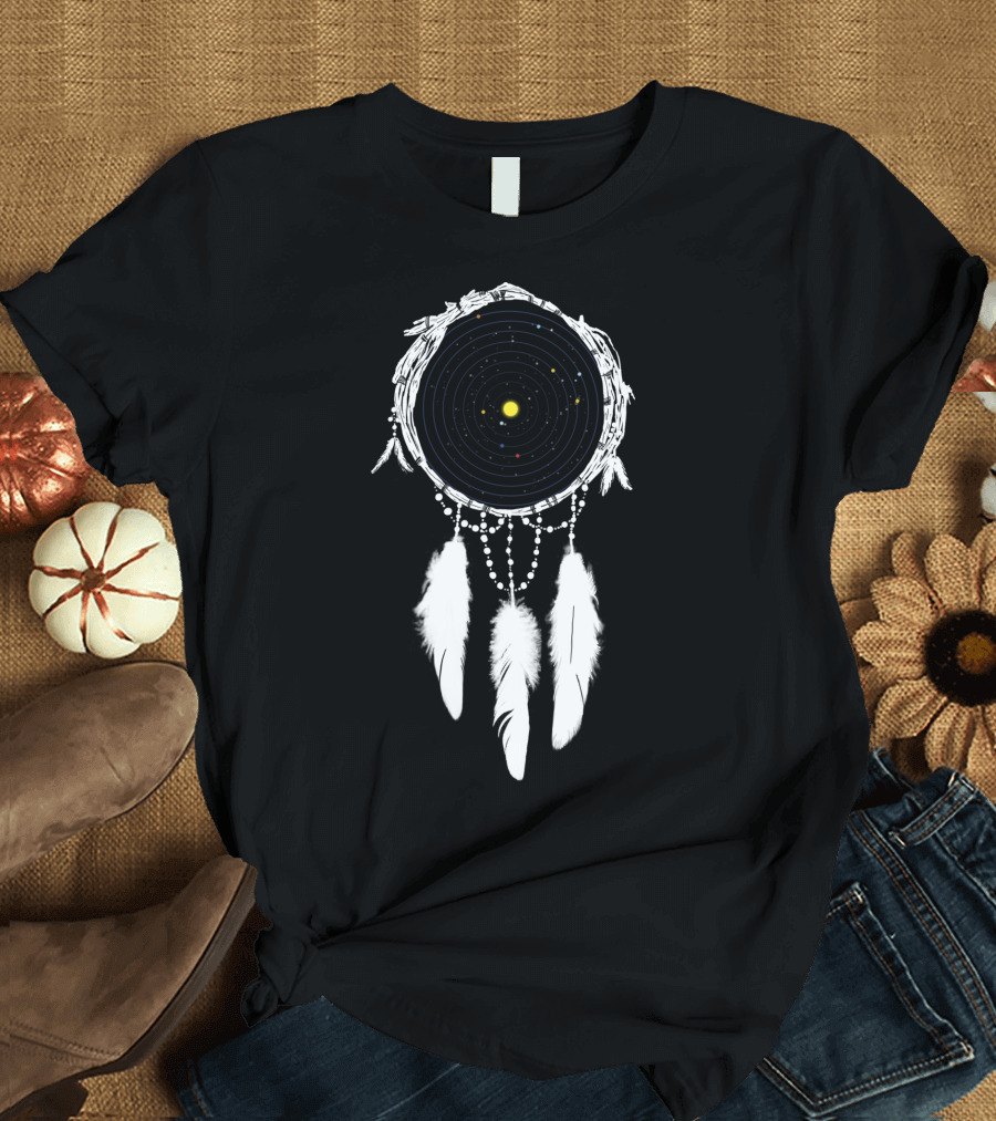 Star Catcher Dreamcatcher with Cosmic Spiral and Stars T-Shirt