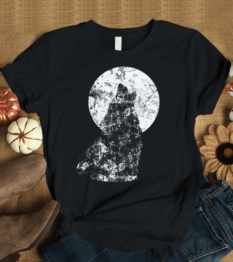 The Howling Wolf Moon Silhouette Wolves Animal T-Shirt