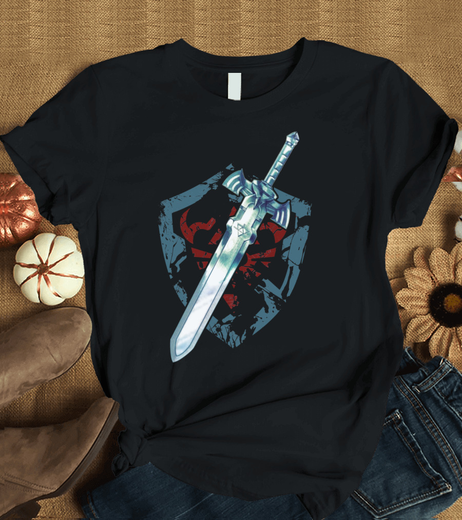 Legend of Zelda Link Sword'n'Shield Iconic Master Sword and Hylian Shield T-Shirt