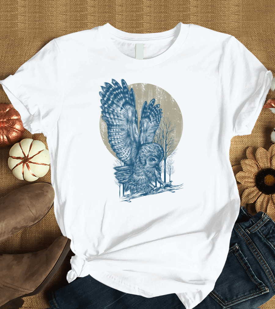 King of the Night Owl Moon Vintage Forest Silhouette Moonlit Display T-Shirt