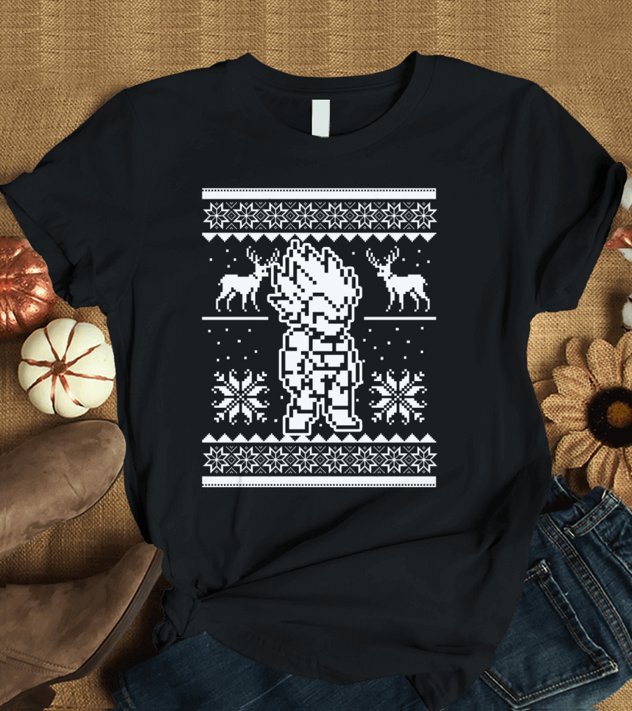 Christmas Saiyan Prince Pixel Ugly T-Shirt