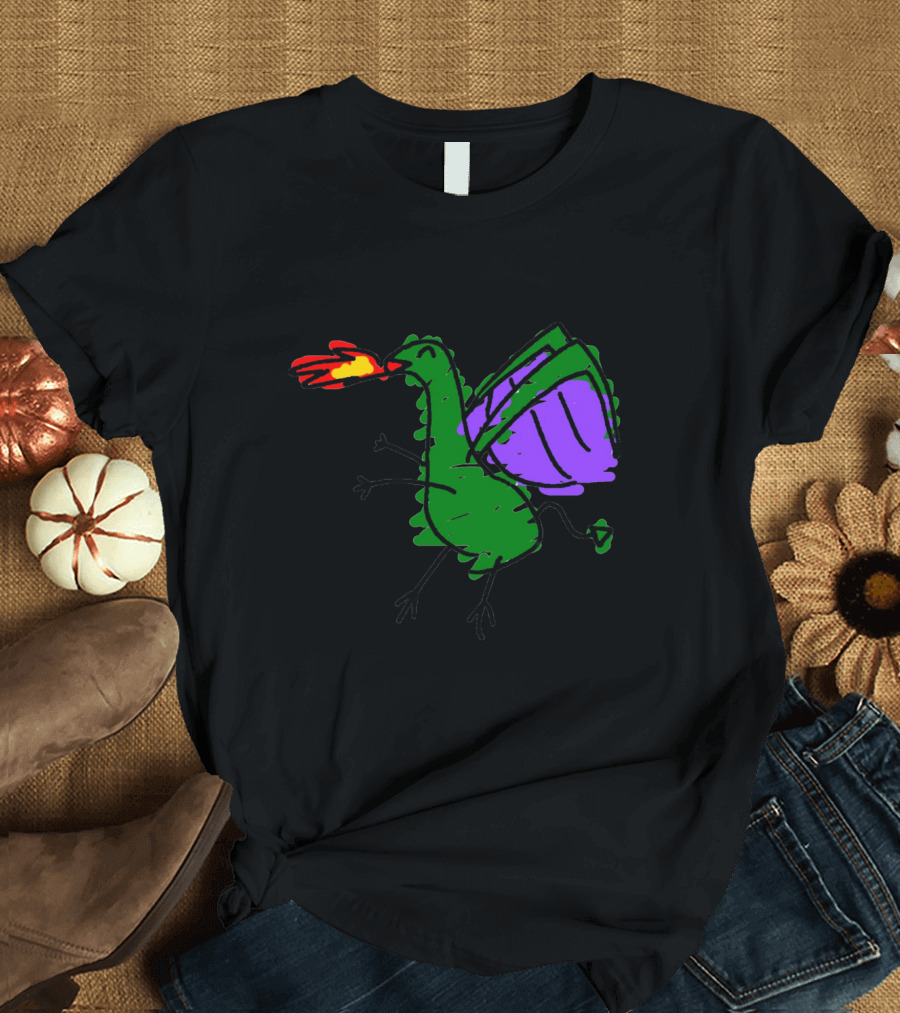 Draakje the Dragon Green and Purple Fire-Breathing Creature T-Shirt